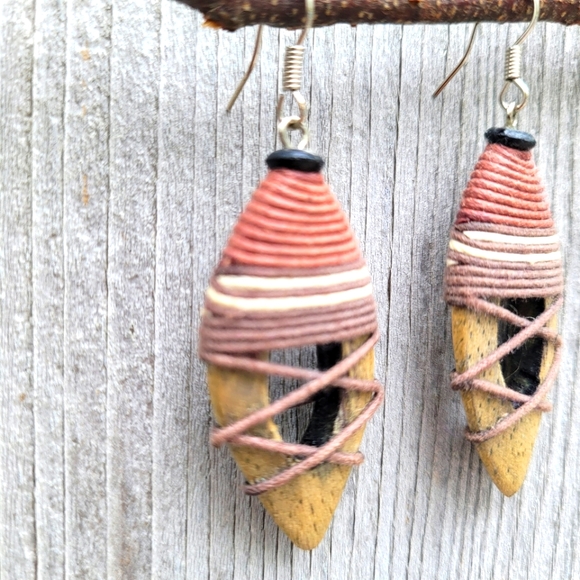 African Wood Earring - Picture 2 of 5